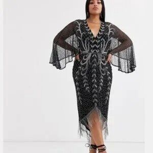 Asos Curve Kimono Midi Beaded Dress
